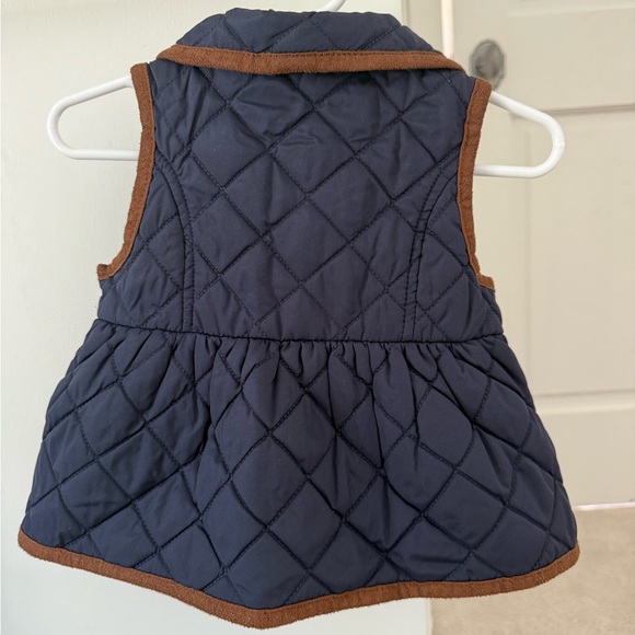 Janie and Jack Navy and Brown Quilted Kids Vest - Picture 2 of 4